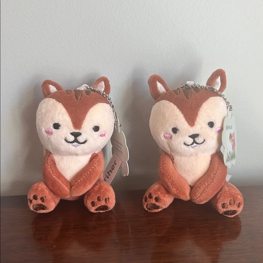 3 for $12 Bundle sale: Lot of 2 Squirrel Plush Keychains Kawaii